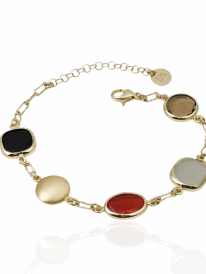 Srebrna, pozłacana bransoletka z kolorowymi kamieniami DALL'ACQUA