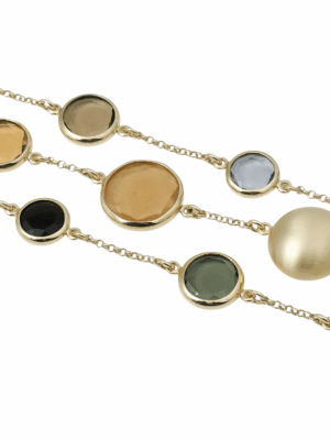 Srebrna, pozłacana szeroka bransoletka z kolorowymi kamieniami DALL'ACQUA