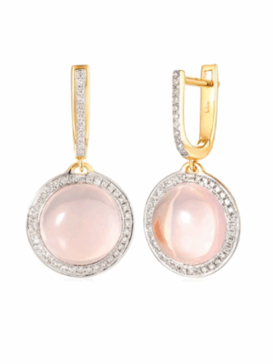 Kolczyki z różowym kwarcami i diamentami E28933 Y A RQ  Adiamo