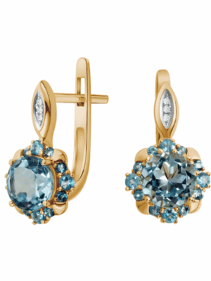 Kolczyki złote z topazami i diamentami VERONA GZ19964