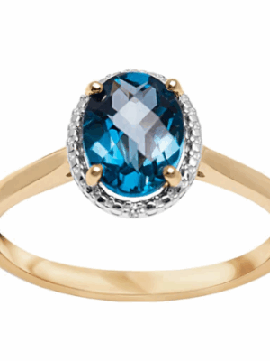 Pierścionek z dwukolorowego złota z topazem i diamentami verona 17763LT