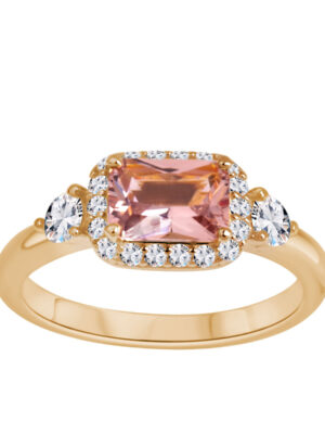 Pierścionek srebrny pozłacany z morganitem i cyrkoniami Verona  PS51894