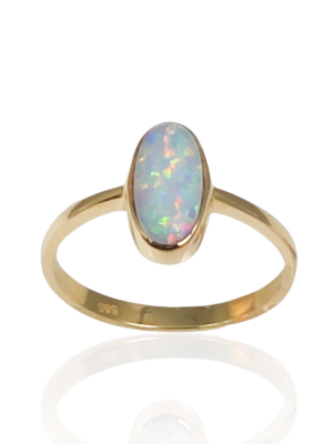 Złoty pierścionek z opalem pr.585