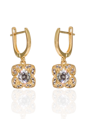 Złote kolczyki na angielskim zapięciu koniczynka pr.585