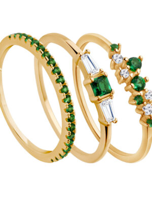 Zestaw srebrnych pozłacanych pierścionków z cyrkoniami Verona  PS53098