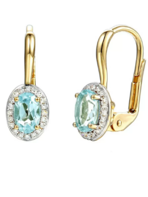 Kolczyki z akwamarynami i diamentami Adiamo  E62898 Y P M AQ