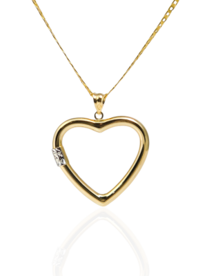 Złota przewieszka serce na walentynki pr.585 z dodatkiem białego złota