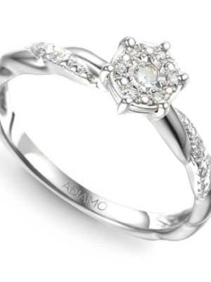Pierścionek zaręczynowy z białego złota z diamentami ADIAMO R71617 0.07 ct