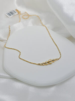 Złoty diamentowany naszyjnik z kulkami pr.585