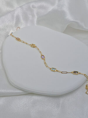 Złota bransoletka z kolorowymi kamieniami pr.585