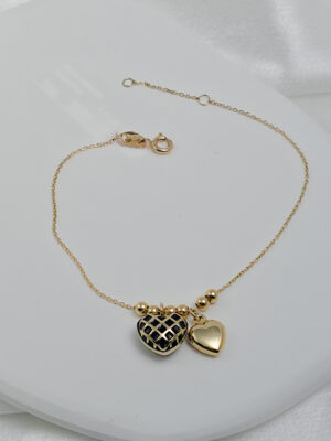 Złota bransoletka z serduszkami pr.585