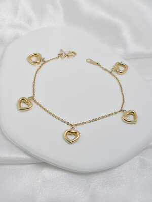 Złota bransoletka z serduszkami pr.585