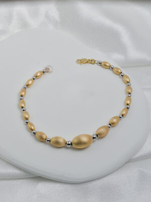 Złota bransoletka z matowymi wykończeniami i z dodatkiem białego złota pr.585