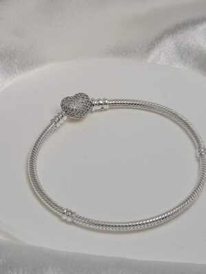 Srebrna bransoletka modułowa na zawieszki z serduszkiem pr.925 18 cm