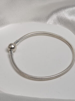 Srebrna bransoletka modułowa na zawieszki z kulką pr.925 19 cm