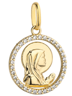 MEDALIK MATKA BOSKA MODLĄCA SIĘ W KÓŁKU WYSADZANYM CYRKONIAMI PR. 585