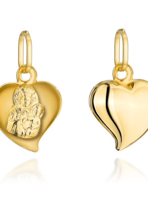 Medalik złoty Matka Boska Częstochowska w serduszku, Gramatura: 0.57