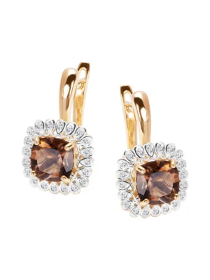 Kolczyki złote z kwarcami i diamentami GZ18147