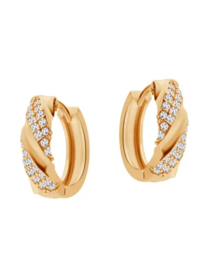 Kolczyki złote z cyrkoniami - koła - przeplatane JX20207