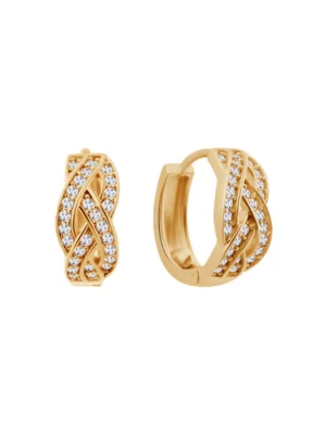 Kolczyki złote z cyrkoniami - koła - przeplatane JX20208