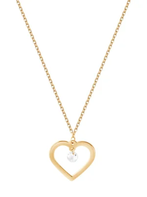 Naszyjnik złoty z cyrkonią - serce - Mommy & Me NX20361