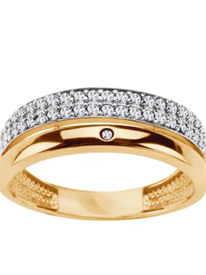 Pierścionek z dwukolorowego złota z cyrkoniami  PX02120