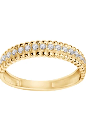 Pierścionek złoty z cyrkoniami - kulki PX21082