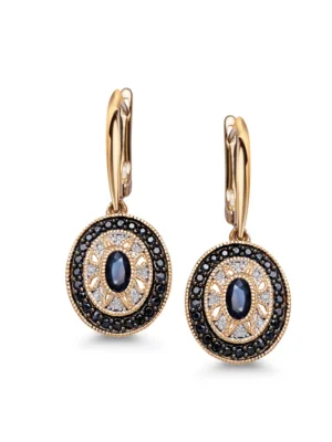 Kolczyki złote z szafirami i diamentami - Intenso GZ14271