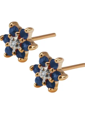 Kolczyki z dwukolorowego złota z diamentami i szafirami KZ01552