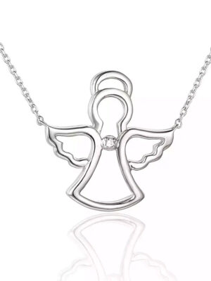 Kolia z diamentem z białego złota - aniołek N06628 W C