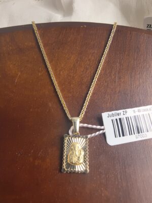 Złoty medalik prostokątny, diamentowany pr.585