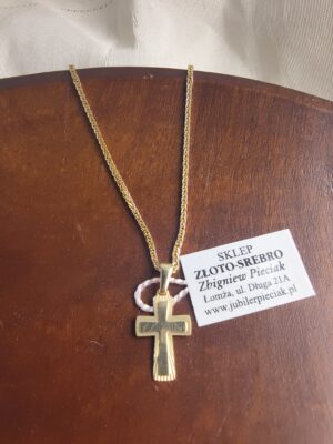 Złoty krzyżyk zdbiony pr.585